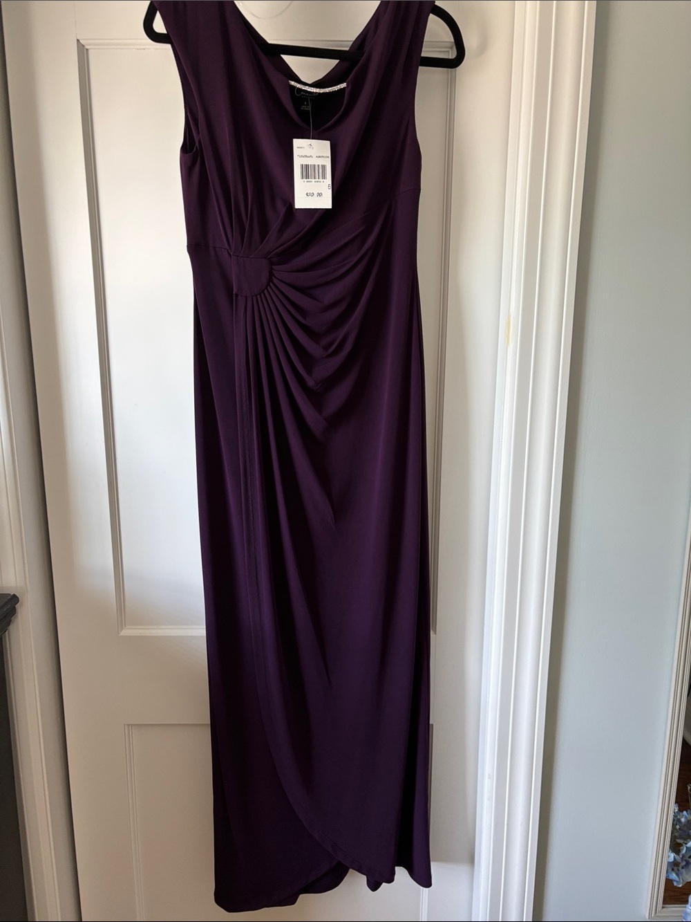 connected apparel Plum Sleeveless Draped Maxi Dress